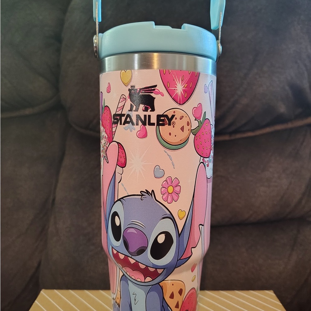 Stanley Light Blue and Pink Stitch Character Tumbler